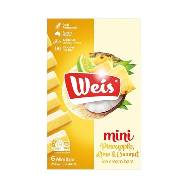 Weis Ice Confection Pineapple Lime & Coconut Bar 6 Pack | 264mL
