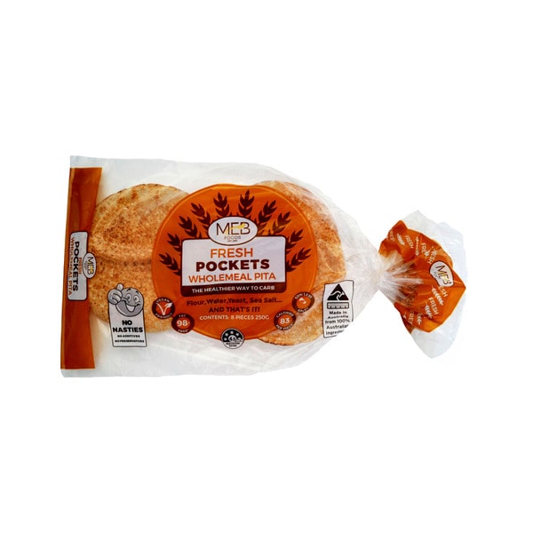 MEB Pita Pockets Wholemeal 8 pack | 250g