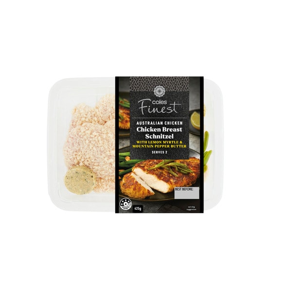 Coles Finest Australian Chicken Breast Schnitzel With Lemon Myrtle & Mountain Pepper Butter | 425g