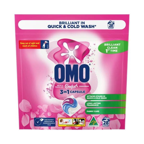 OMO Touch of Comfort 3 in 1 Laundry Capsules 28 Washes | 28 pack