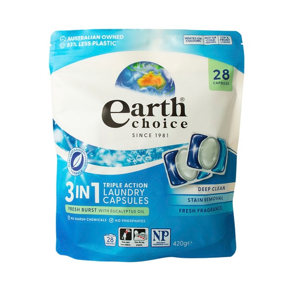 Earth Choice Laundry Capsules Eucalyptus | 28 pack