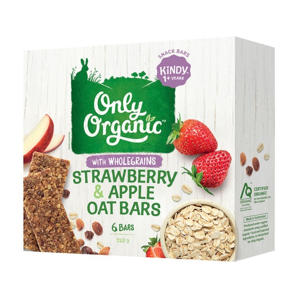 Only Organic Kindy Strawberry & Apple Oat Bars | 120g