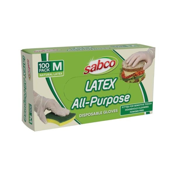 Sabco Latex Powder Free Disposable Gloves Medium | 100 pack