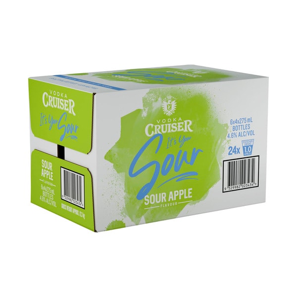Vodka Cruiser Limited Edition Sour Apple Bottle 275mL | 24 Pack
