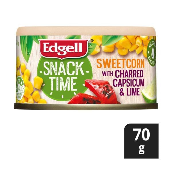 Edgell Snack Time Sweet Corn With Charred Capsicum & Lime | 70g