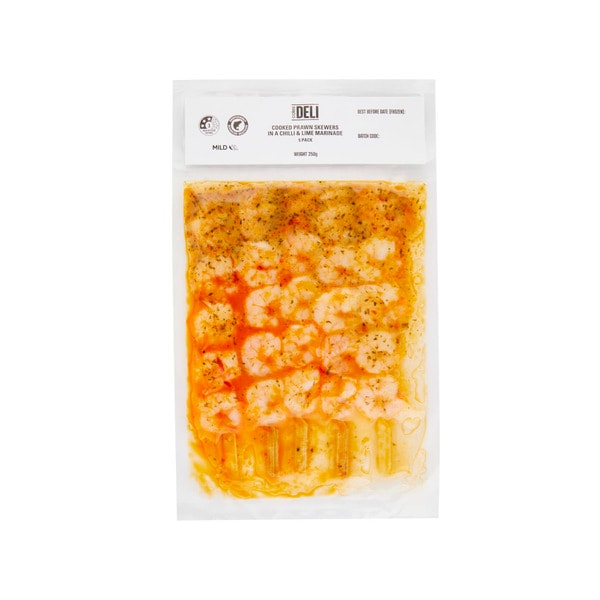 Coles Deli Thawed Prawn Skewers Chilli & Lime | 5 pack