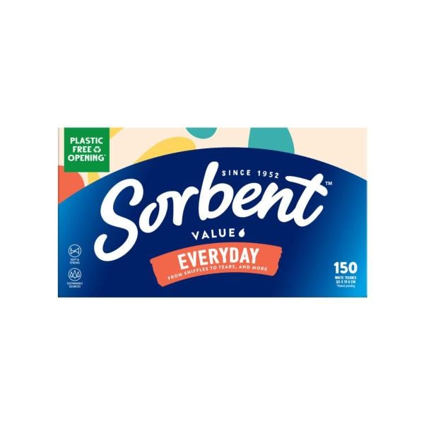 Sorbent Facial Tissues Everyday | 150 pack