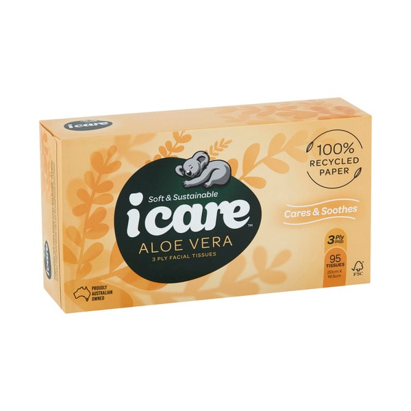 Icare Facial Tissues 100% Recycled Aloe Vera | 95 pack