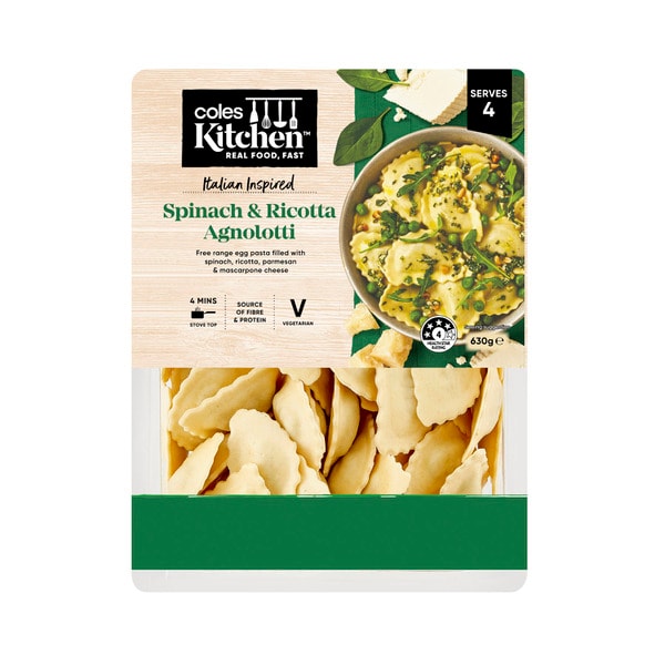 Coles Kitchen Filled Pasta Agnolotti Spinach Ricotta | 630g