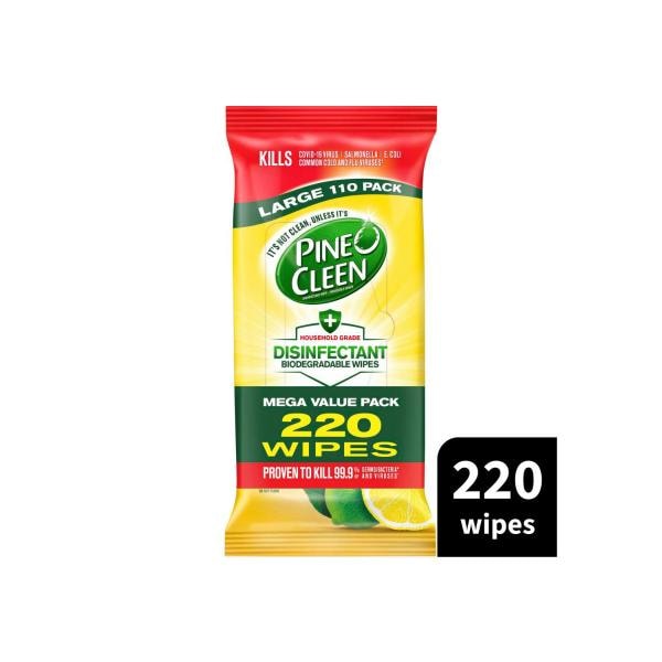 Pine O Cleen Disinfectant Wipes Lemon | 220 pack