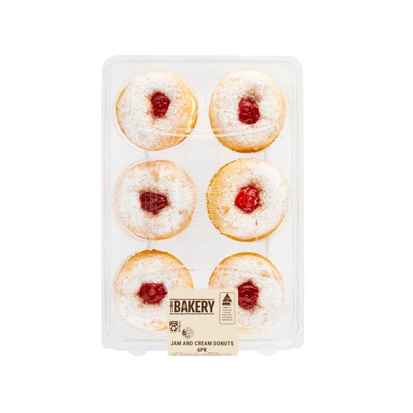 Coles Cream And Jam Filled Donuts | 6 pack