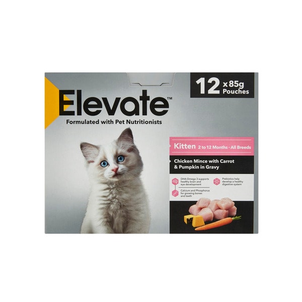 Elevate Pouch Cat Food Kitten Chicken Mince In Gravy 12x85g | 12 pack