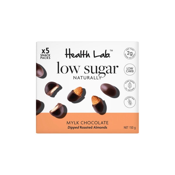 Health Lab Low Sugar Naturally Milk Choc Dipped Roasted Almonds | 150g