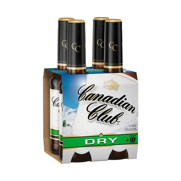 Canadian Club Dry 4.8% Bottle 330mL | 4 Pack