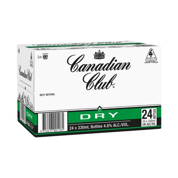 Canadian Club Dry 4.8% Bottle 330mL | 24 Pack