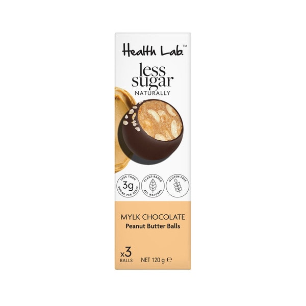 Health Lab Less Sugar Naturally Milk Choc Peanut Butter Balls 3X40G | 120g