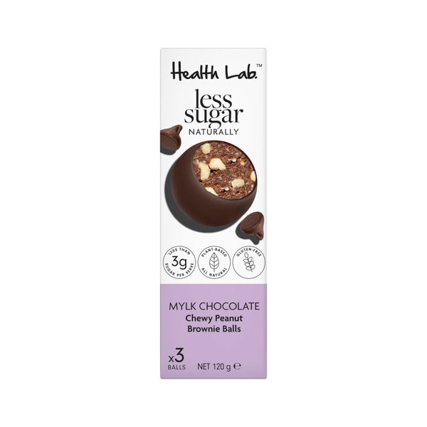 Health Lab Less Sugar Naturally Milk Choc Chewy Peanut Brownie Balls 3X40G | 120g