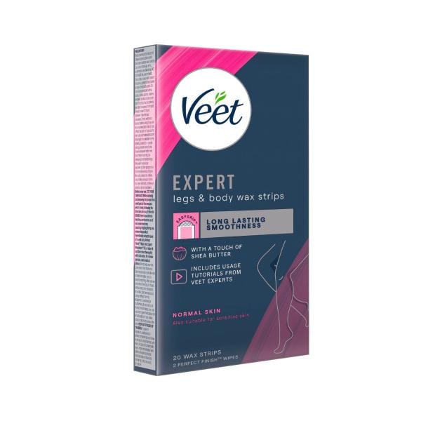 Veet Expert Hair Removal Cold Wax Strips Legs & Body | 20 pack
