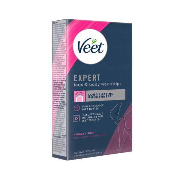 Veet Expert Hair Removal Strips Cold Wax Strips Legs & Body | 40 pack
