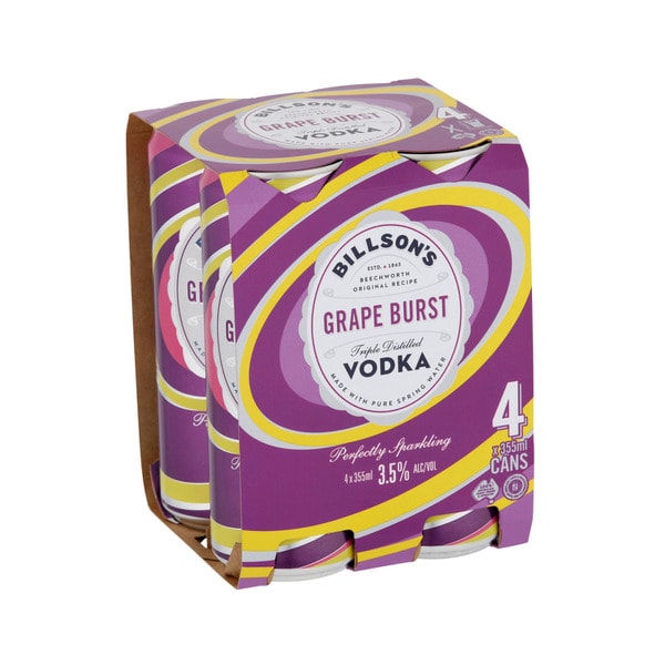 Billson's Grape Bubblegum Vodka Mixed Drink Can 355mL | 4 Pack