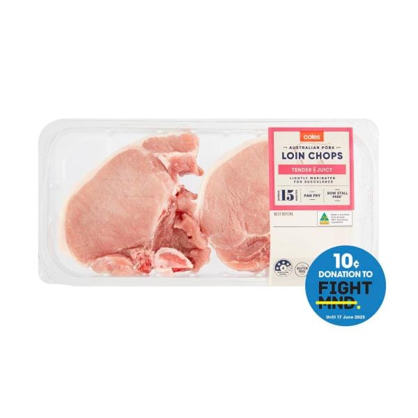 Coles Pork Loin Chops Lightly Marinated | 450g