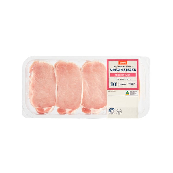 Coles Pork Sirloin Steak Lightly Marinated | 500g