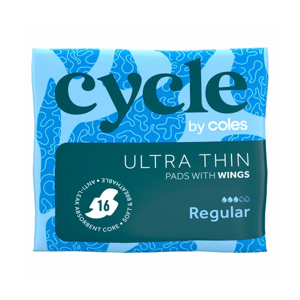 Coles Cycle Pads Ultra Thin Regular With Wings | 16 pack