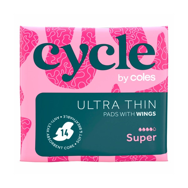 Coles Cycle Pads Ultra Thin Super With Wings | 14 pack