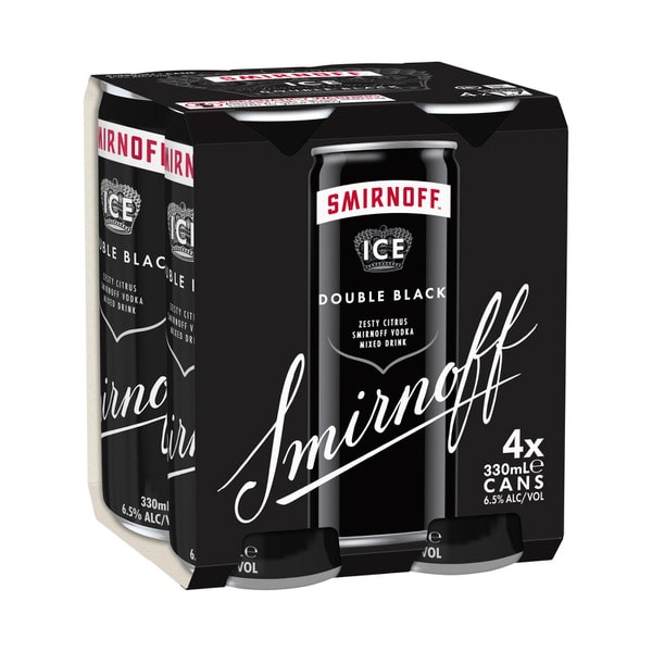 Smirnoff Ice Double Black 6.5% Cans 330mL | 4 Pack