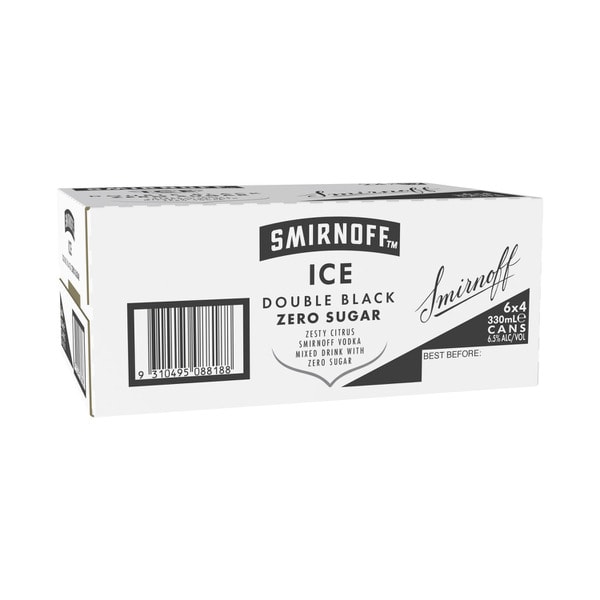Smirnoff Ice Double Black Zero 6.5% Can 330mL | 24 Pack