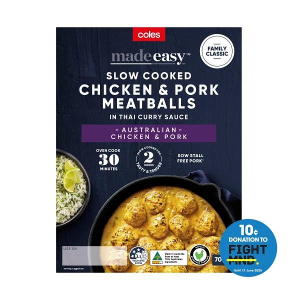 Coles Family Classic Chicken & Pork Thai Curry Meatballs | 700g