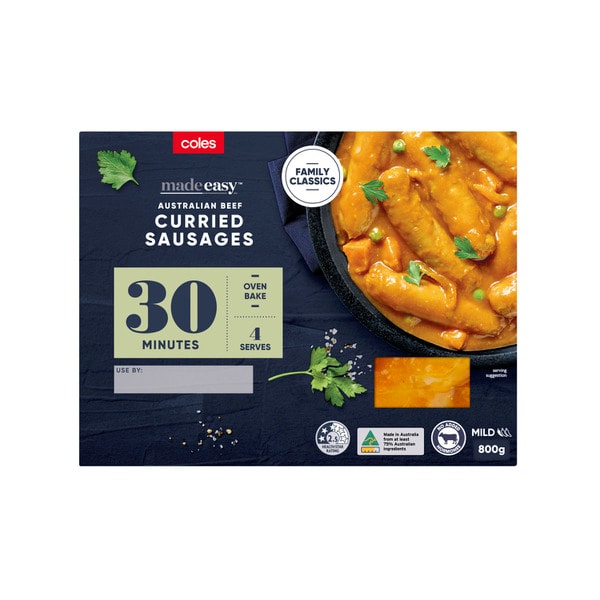 Coles Family Classics Beef Curried Sausages | 800g