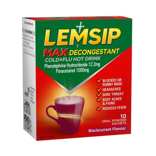 Lemsip Max With Decongestant Blackcurrant | 10 pack