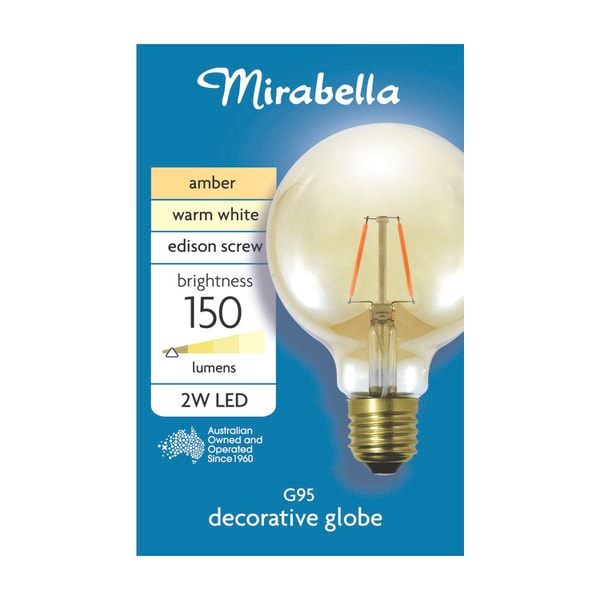 Miirabella Led G95 Filament Amber ES 2W 150LM 1800K | 1 each