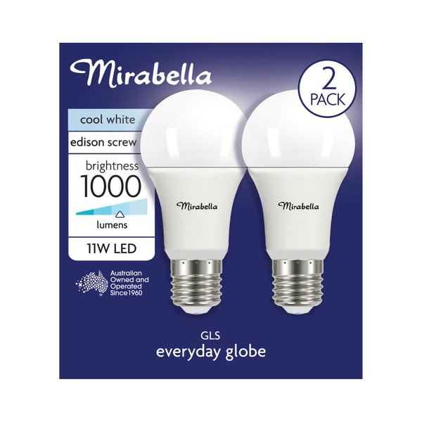 Miirabella Led GLS BC 11W 1000LUM 4000K Cool White Brand A60 | 2 pack