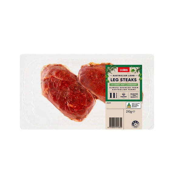 Coles Lamb Leg Steak With Mint & Rosemary | 210g