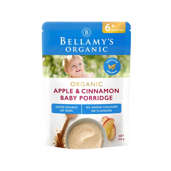 Bellamy's Organic Apple & Cinnamon Baby Porridge Cereal Pouch 6+ Months | 125g