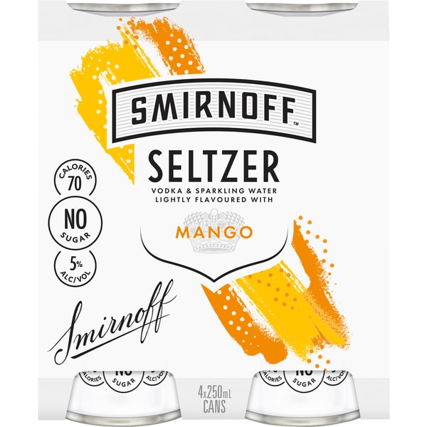 Smirnoff Seltzer Mango Can 250mL | 4 Pack