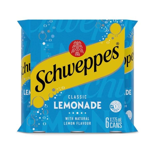 Schweppes Lemonade Multipack Mini Cans 275mL x 6 Pack | 6 pack