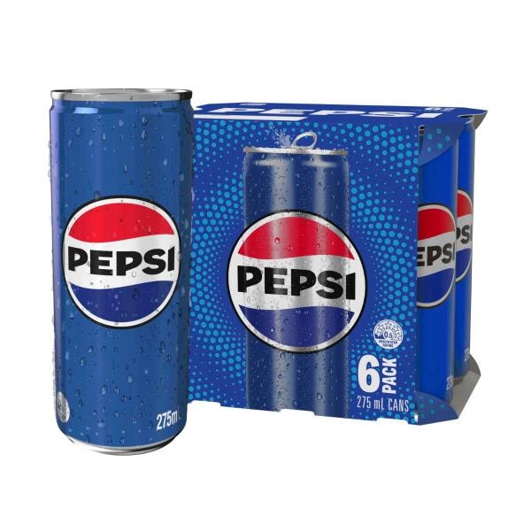 Pepsi Cola Soft Drink Mini Cans Multipack 275mL X 6 Pack | 6 pack