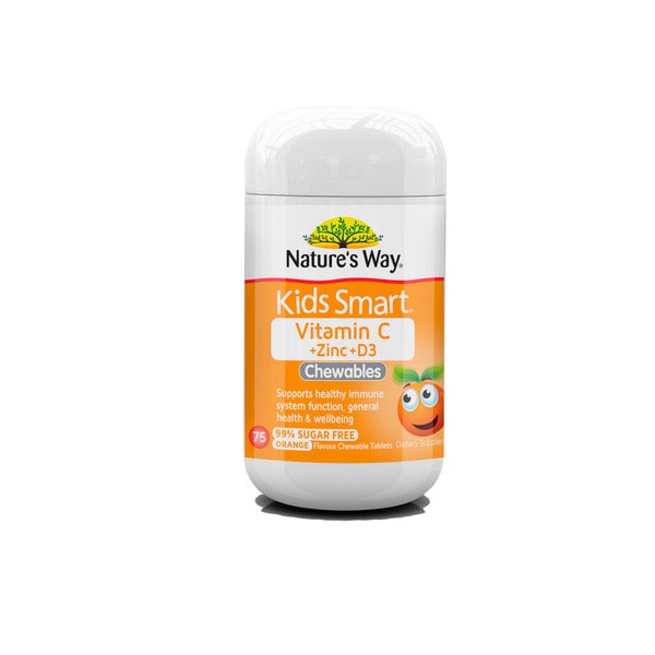 Natures Way Kids Smart Chewables Vit C + Zinc + D3 | 75 pack