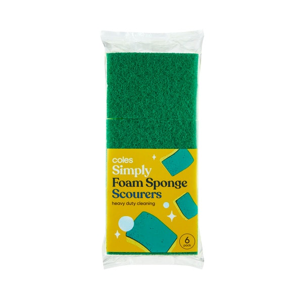 Coles Simply Foam Sponge Scourers | 6 pack