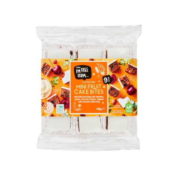 Coles I'M Free From Mini Fruit Cake Bites 9 pack | 168g