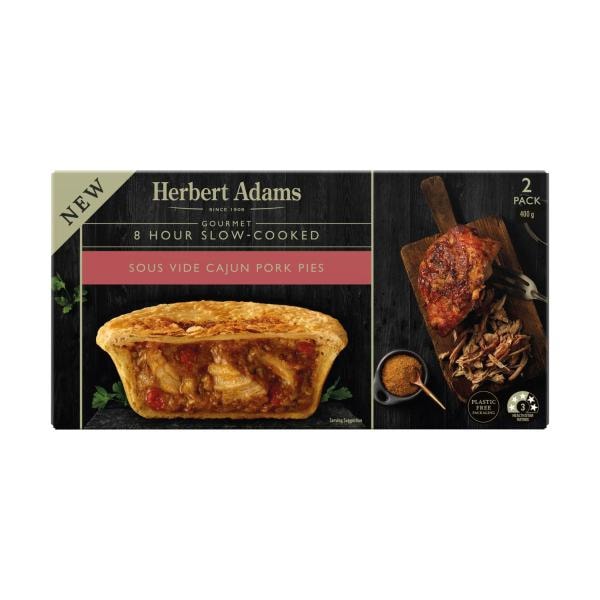 Herbert Adams Slow Cooked Cajun Pulled Pork Pie 2 pack | 400g