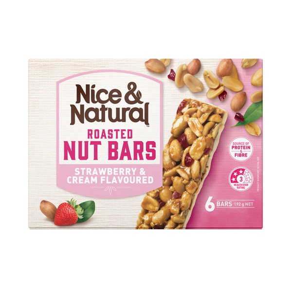 Nice & Natural Roasted Nut Bars Strawberry And Cream 6 Pack | 180g