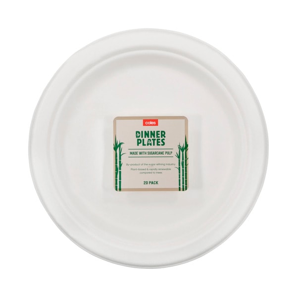 Coles Sugarcane Dinner Plates | 20 pack