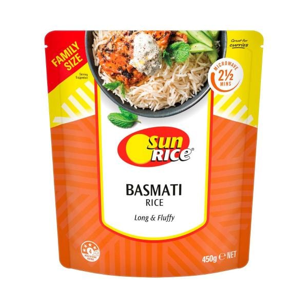Sunrice Indian Aromatic Basmati Family Pack Microwavable Rice | 450g