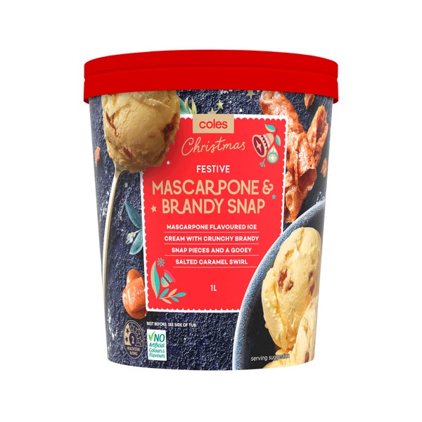 Coles Mascarpone Caramel & Brandy Snap Icecream | 1L