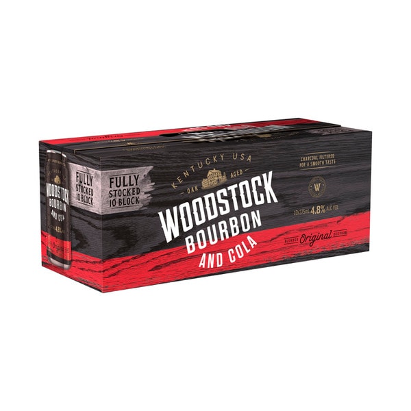 Woodstock Bourbon & Cola 4.8% Can 375mL | 10 Pack