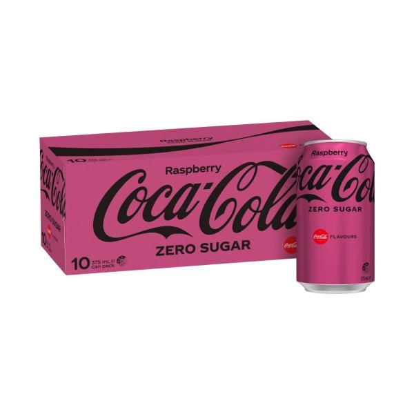 Coca-Cola Raspberry Zero Sugar Soft Drink Can 10x375mL | 10 pack